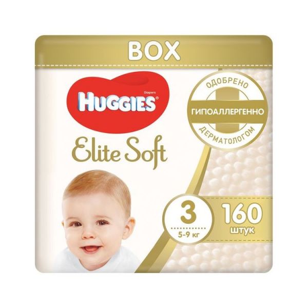 Подгузники Huggies Elite Soft 3 5 - 9 кг, размер 3, 160 шт.